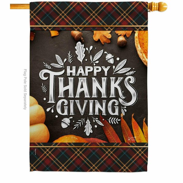 Patio Trasero 28 x 40 in. Happy Thanks Giving House Flag w/Fall Thanksgiving Double-Sided Vertical Flags  Banner PA3873045